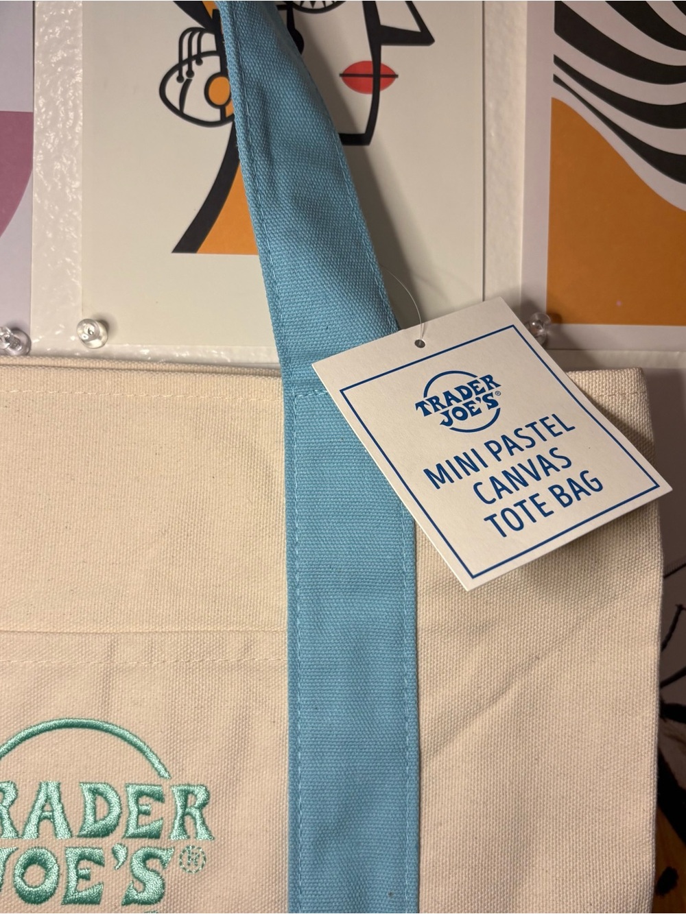 Trader Joe’s Pastel Blue Canvas Mini Tote - Picture 3 of 6